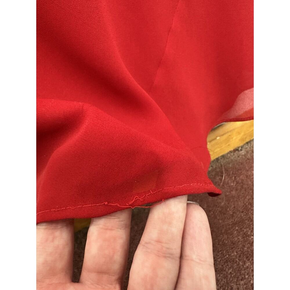 TRIO NEW YORK Vintage Red Draped Neck Chiffon Slip Maxi Dress Gown Size 8 - Picture 4 of 7